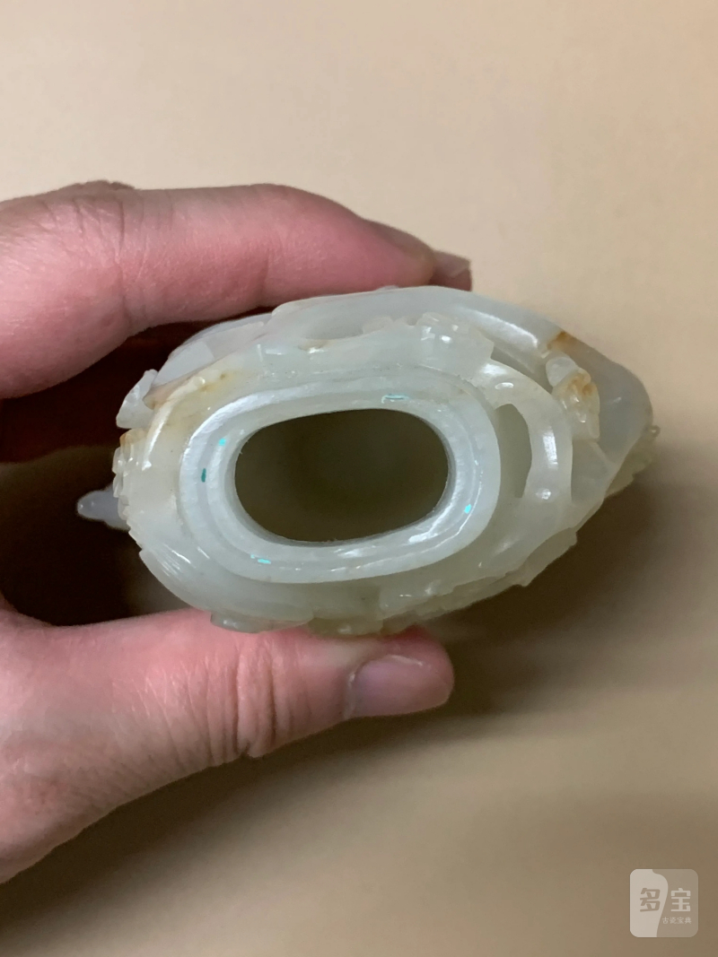 清 白玉凤鸟纹带盖宝瓶 - 图9